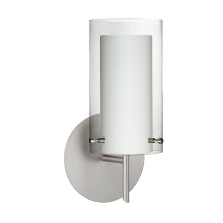 Besa Lighting Pahu 4 Mini Sconce, Clear/Opal, Satin Nickel Finish, 1x5W LED 1SW-C44007-LED-SN